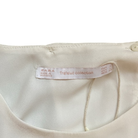 Zara Dressy Tank Open Back Black Tie Accent White Size L - Picture 4 of 6